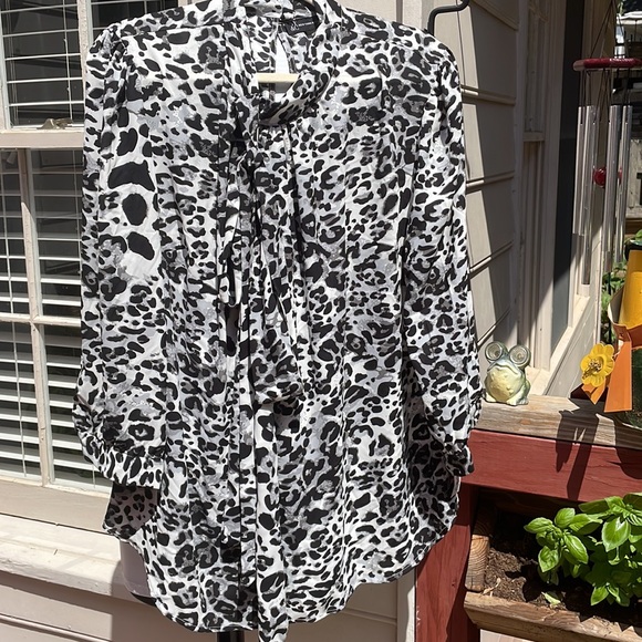 NWT-NY & Co.Black & White Leopard Print 2 Piece Set/ Skirt & Top Size XXL - Picture 2 of 13